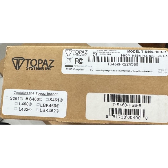 Topaz T-S460-HSB-R SigLite 1x5 USB Signature Pad – New in Box – Fast Shipping - Picture 3 of 6
